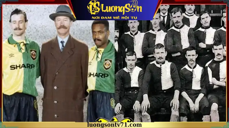 Đội bóng đã chọn màu xanh lá và vàng là bộ áo đấu Manchester United đầu tiên Đội bóng đã chọn màu xanh lá và vàng là bộ áo đấu Manchester United đầu tiên